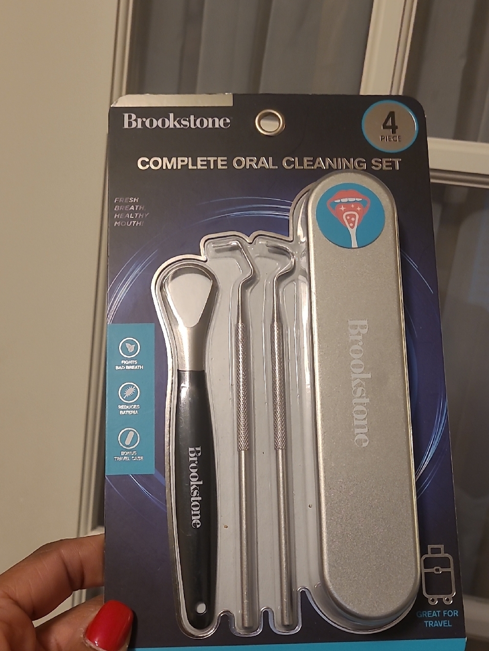 Brookstone Oral Cleaning Kit - Silver & Black